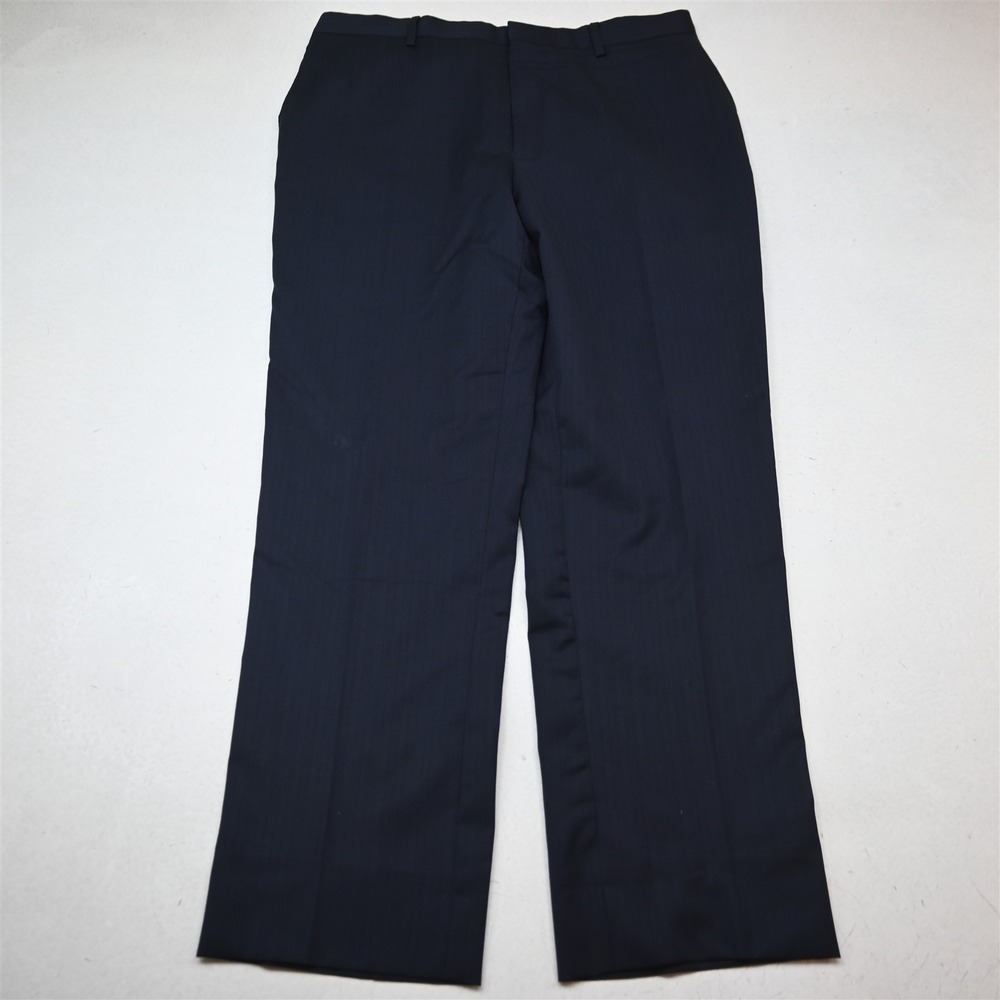 Jos A Bank 32x30 Navy Blue Subtle Stripe 100% Wool Classic Dress Mens Pants